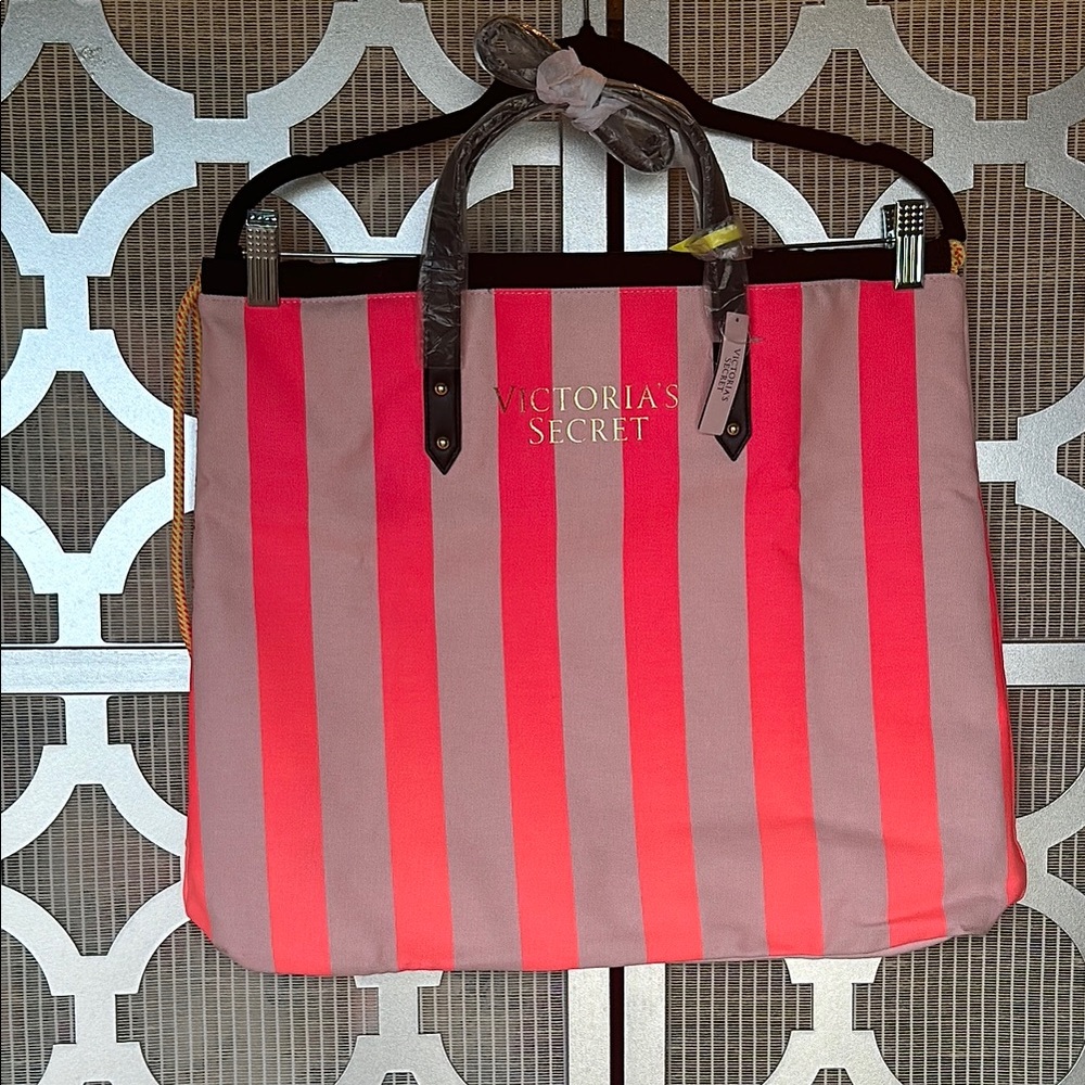 Victoria's Secret NWT Pink Striped Tote Bag